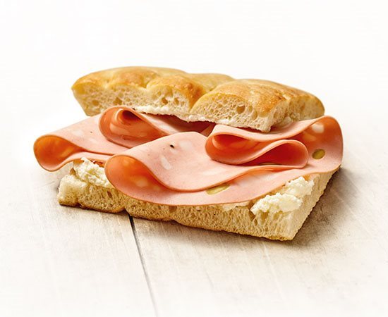 Delicius Panino Ligure with sliceed Mortadella Oro Levoni